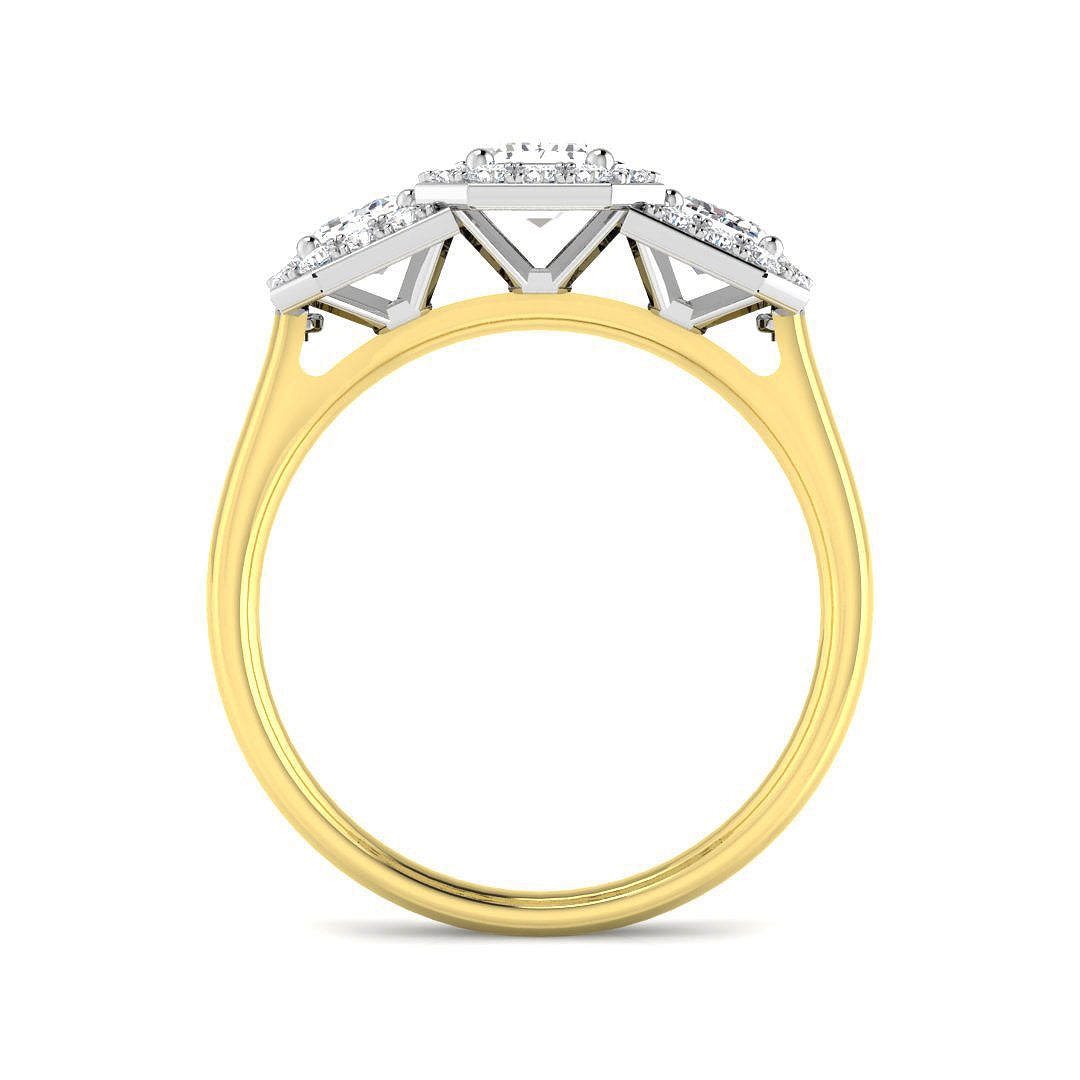 9ct Two Tone Emerald Cut Lab Grown Diamond Ring 2