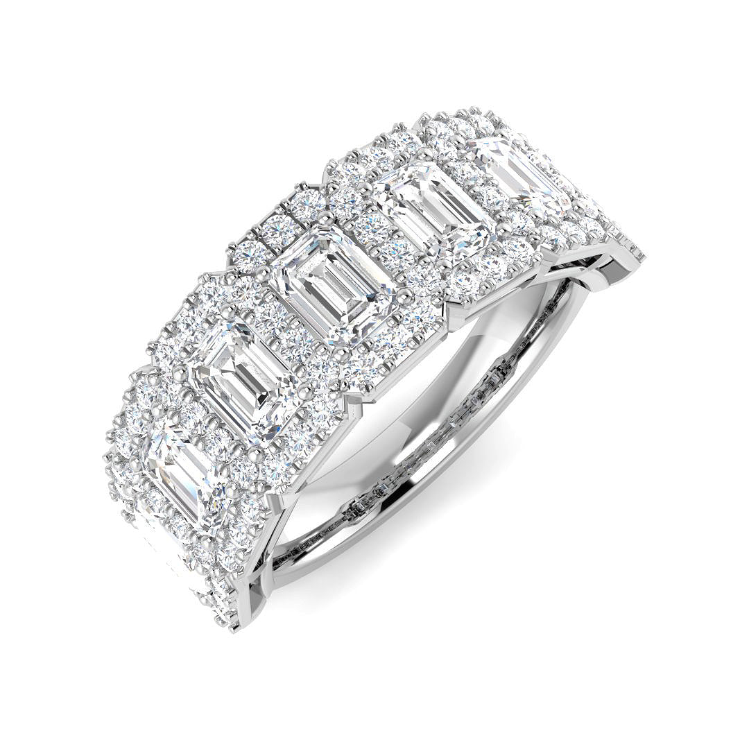 9ct White Gold Emerald Cut Lab Grown Diamond Ring 1