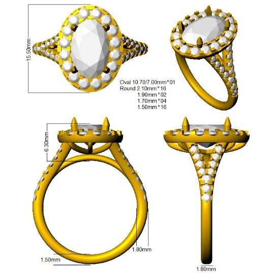 9ct Yellow Gold Oval Lab Grown Diamond Ring 3