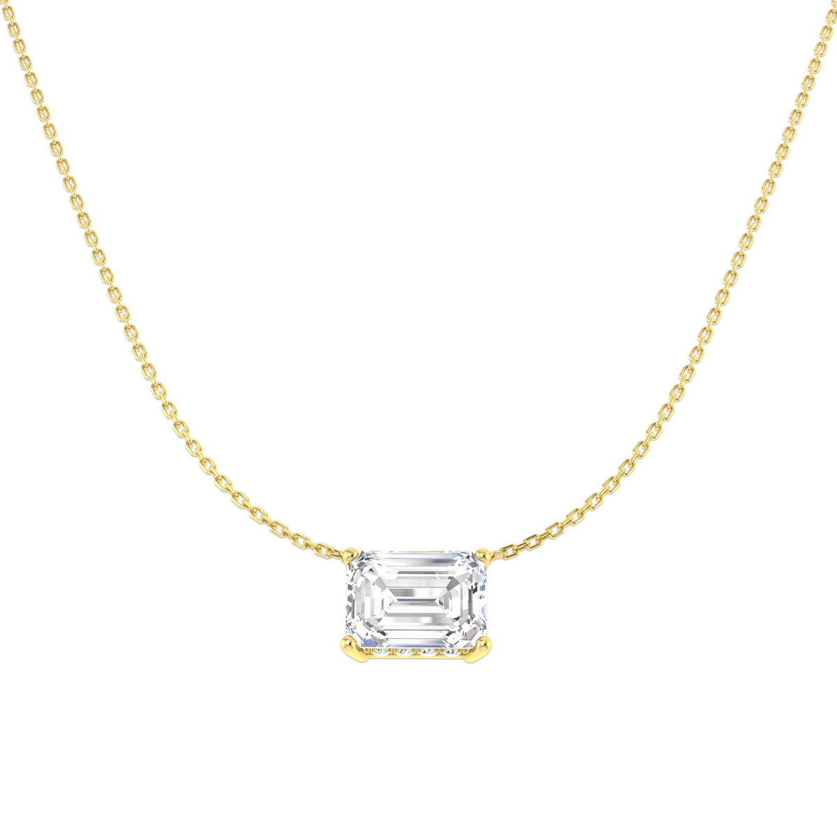 9ct Yellow Gold Radiant Lab Grown Diamond Necklace 1
