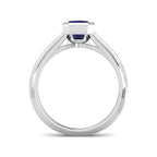 Platinum Baguette and Emerald Cut Blue Sapphire and Diamond Ring 2