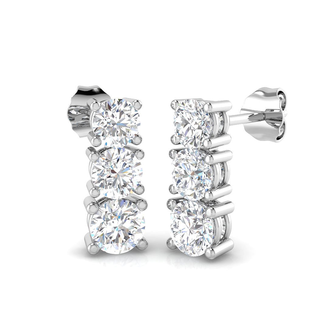 9ct White Gold Round Lab Grown Diamond Earrings 1