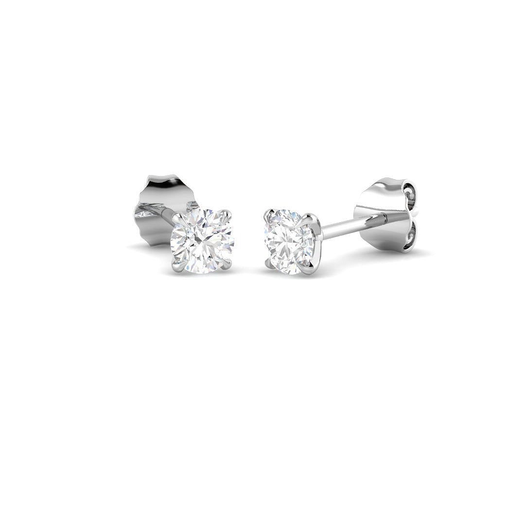 9ct White Gold Round Lab Grown Diamond Earrings 1