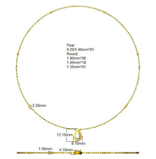9ct Yellow Gold Pear Lab Grown Diamond Necklace 2