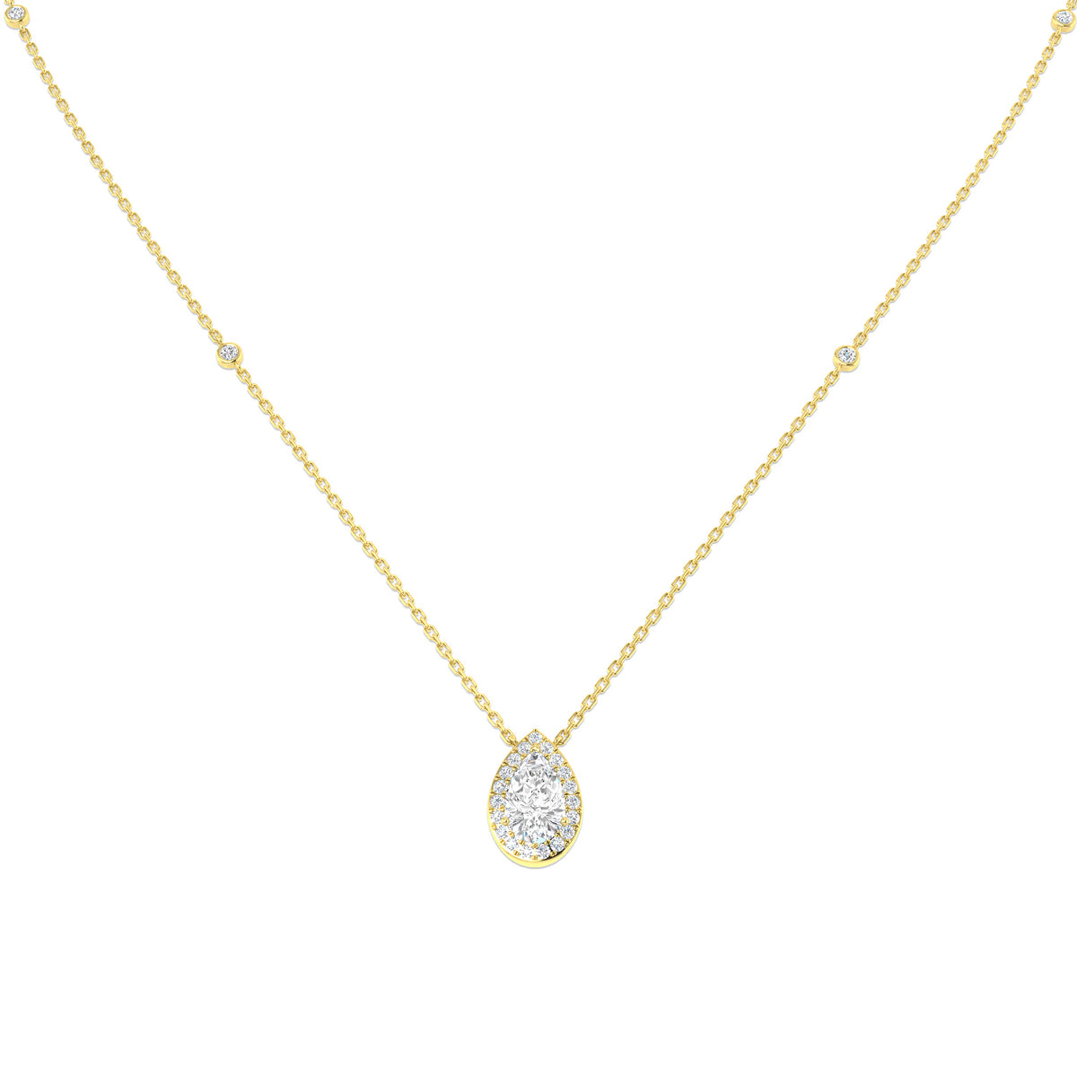 9ct Yellow Gold Pear Lab Grown Diamond Necklace 1