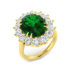 18ct Yellow Gold Oval Emerald and Diamond Ring 1