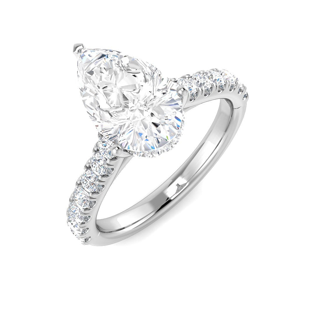 Platinum Pear Lab Grown Diamond Ring 1