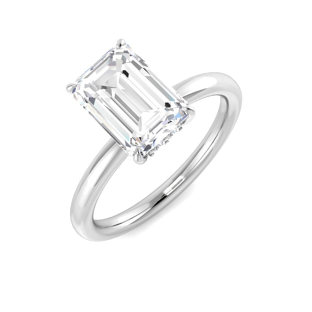 9ct White Gold Emerald Cut Lab Grown Diamond Ring 1