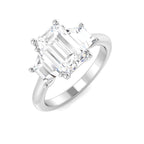 Platinum Emerald Cut and Trapezoid Lab Grown Diamond Ring 1