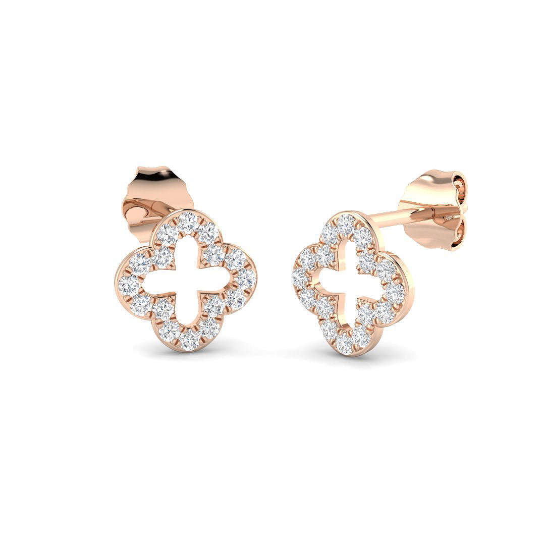 9ct Rose Gold Round Lab Grown Diamond Earrings 1