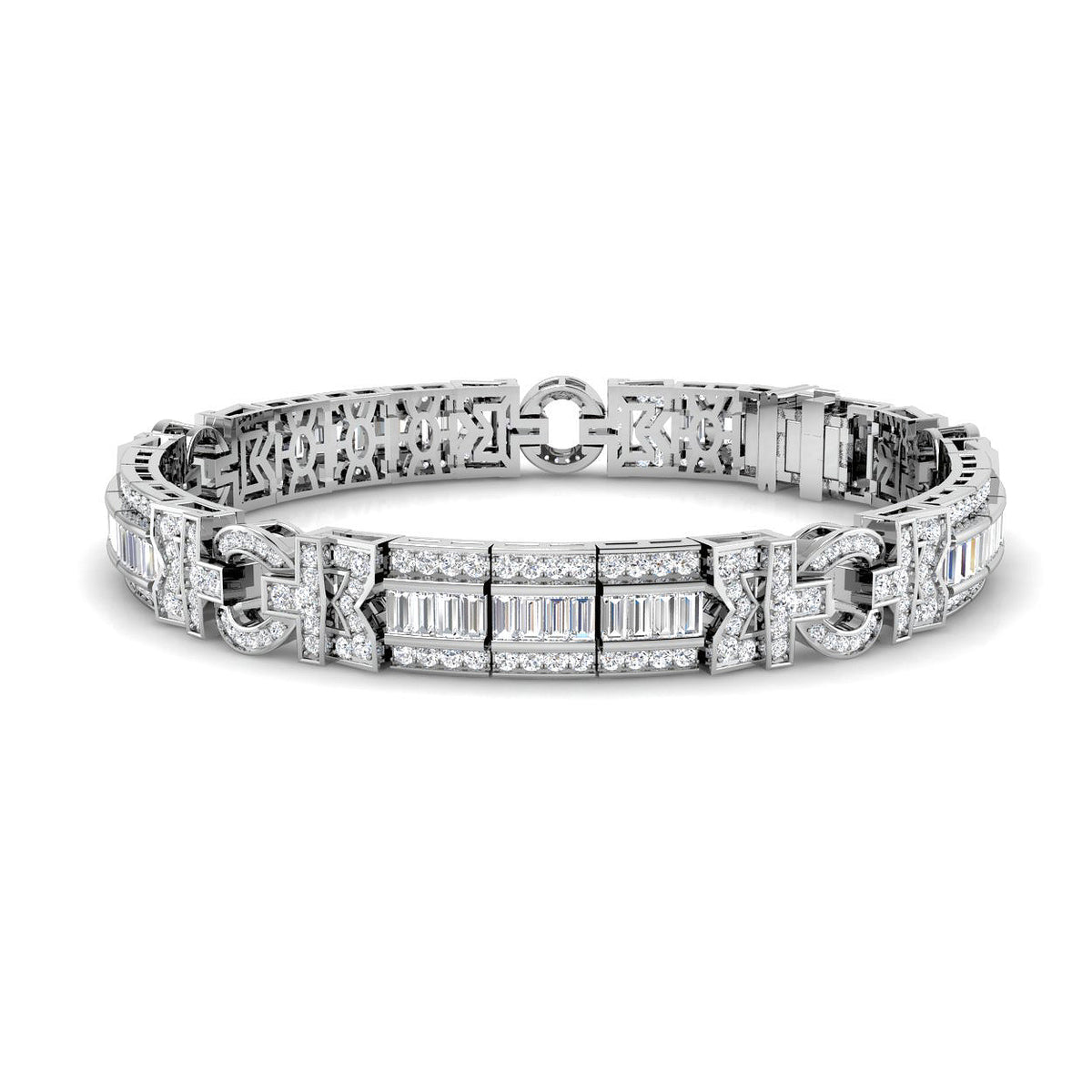 9ct White Gold Baguette Lab Grown Diamond Bracelet 1