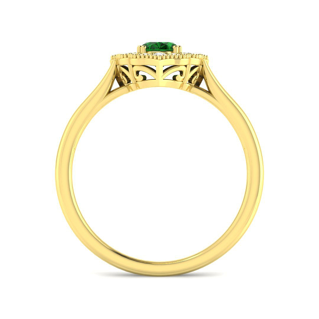 18ct Yellow Gold Oval Emerald and Diamond Ring 2