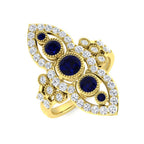 9ct Yellow Gold Round Blue Sapphire and Diamond Ring 1