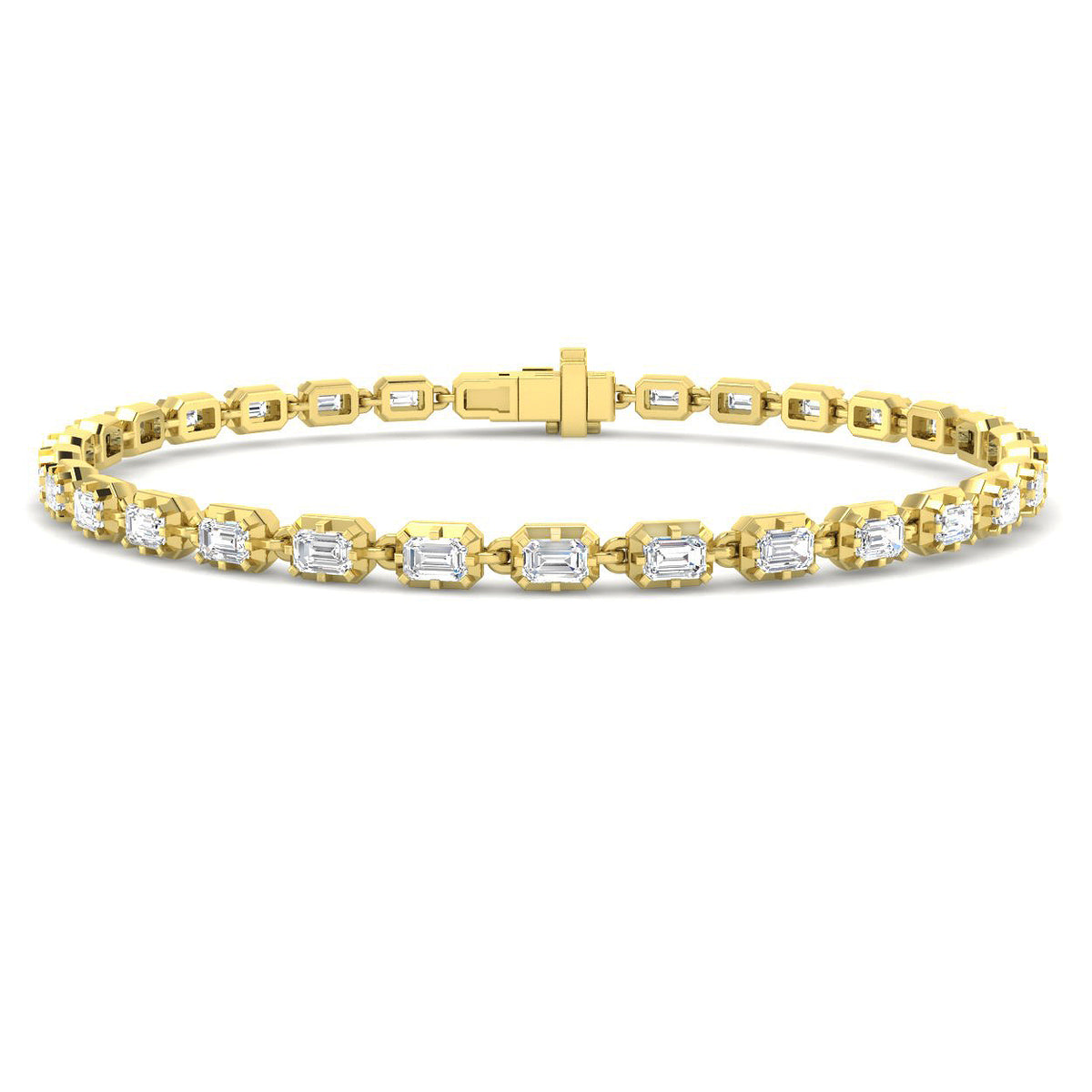 9ct Yellow Gold Emerald Cut Lab Grown Diamond Bracelet 1