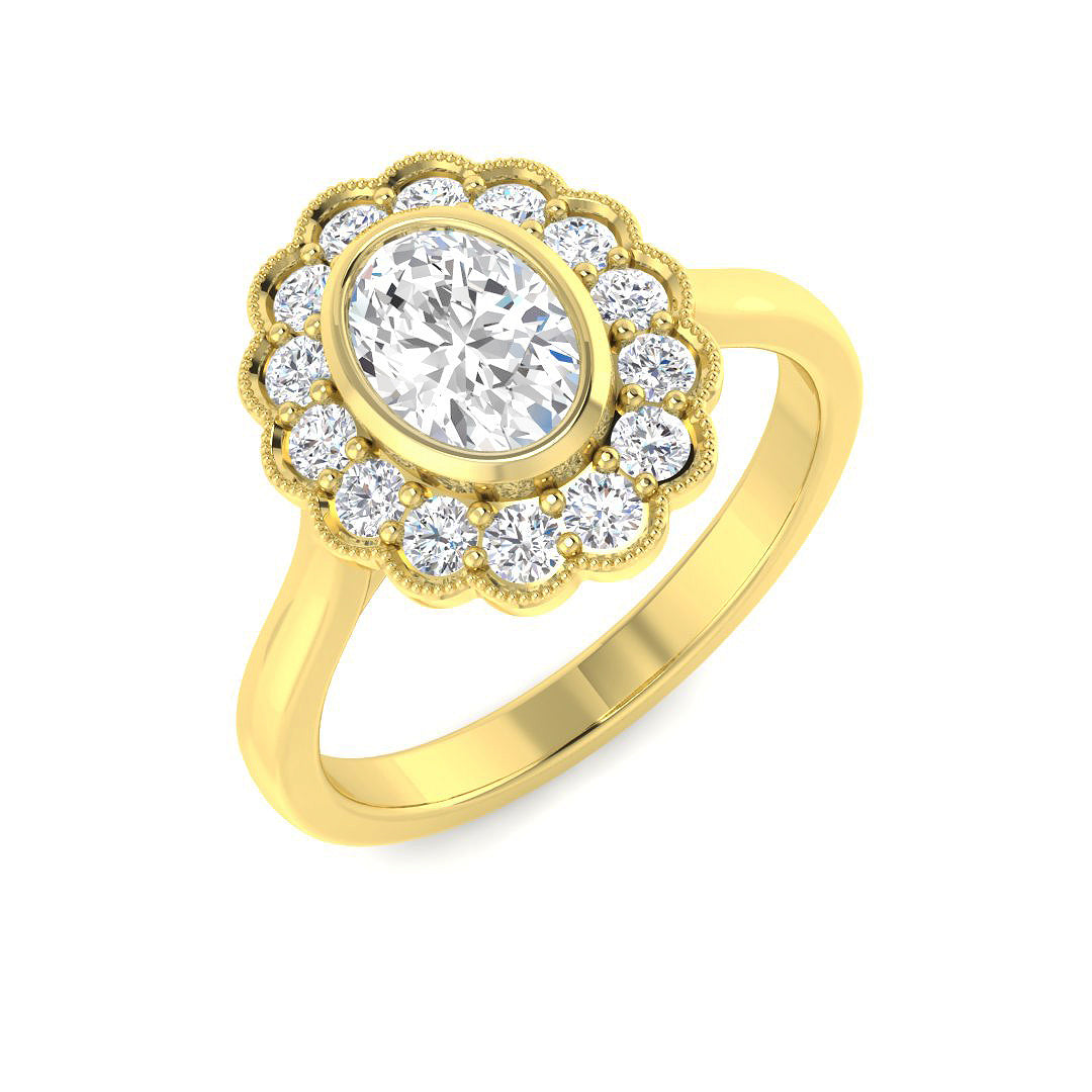 18ct Yellow Gold Oval Lab Grown Diamond Ring 1