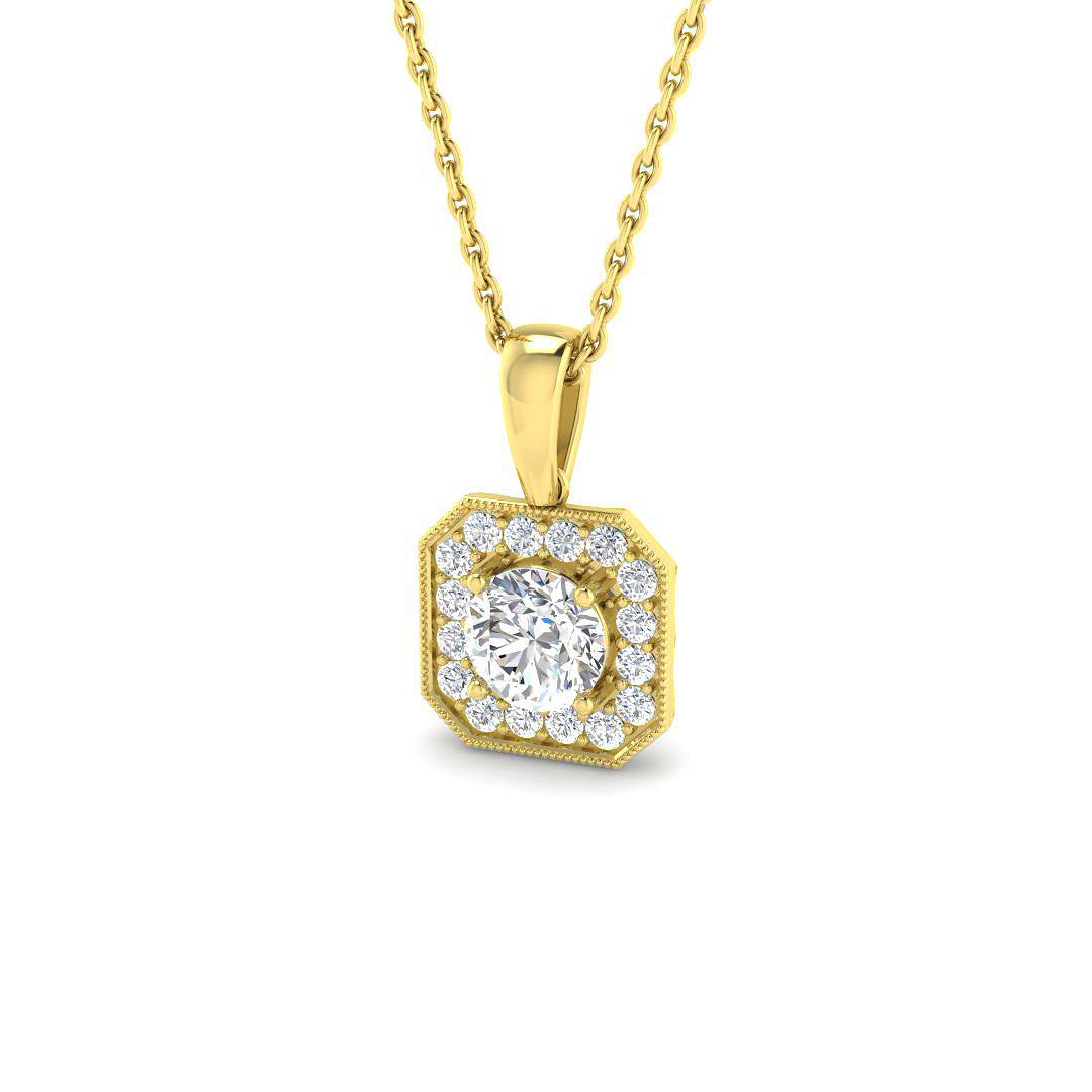 9ct Yellow Gold Round Lab Grown Diamond Pendant 1