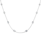 9ct White Gold Emerald Cut Lab Grown Diamond Necklace 1