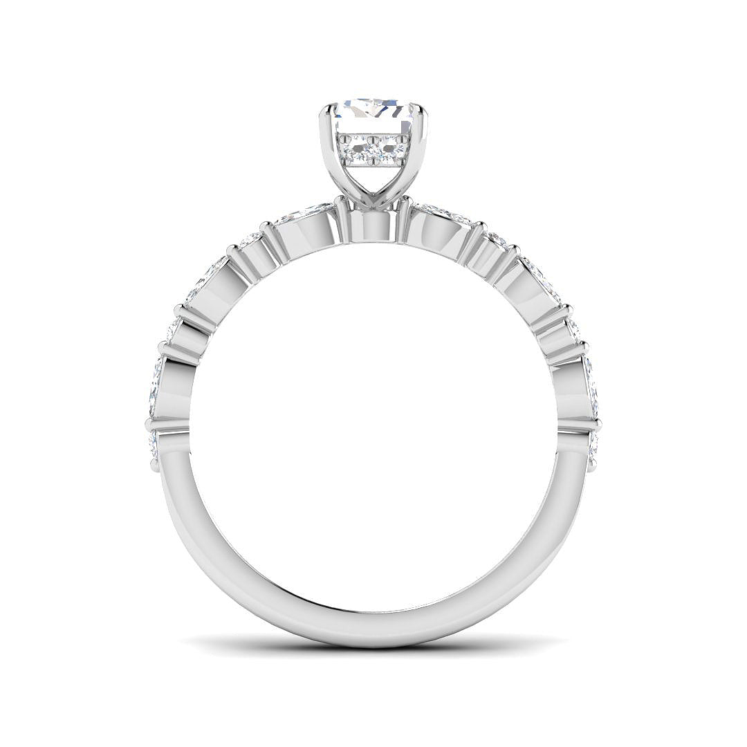Platinum Emerald Cut and Marquise Lab Grown Diamond Ring 2