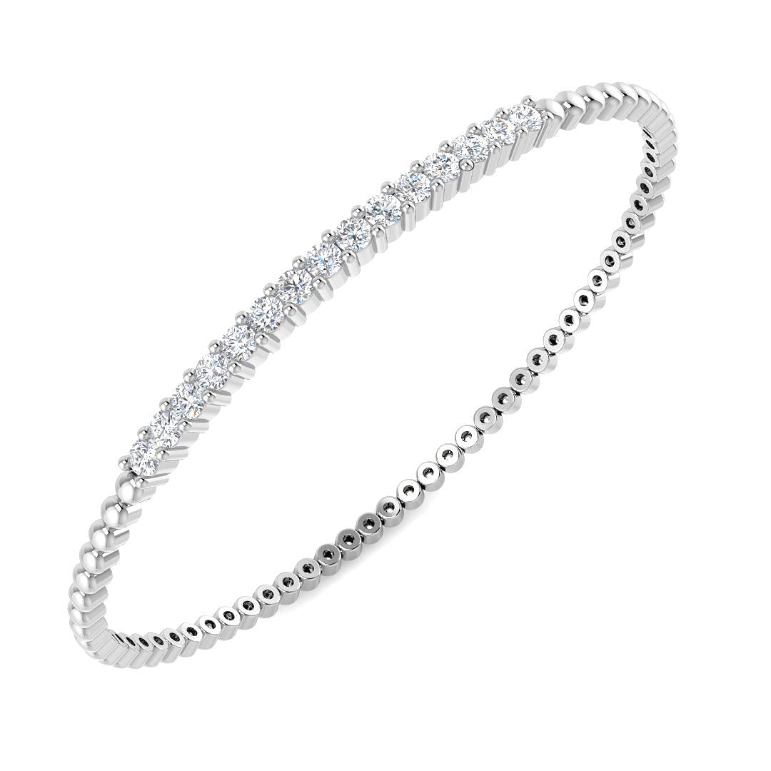 9ct White Gold Round Lab Grown Diamond Bangle 1