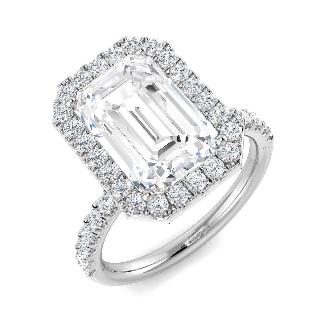 Platinum Emerald Cut Lab Grown Diamond Ring 1