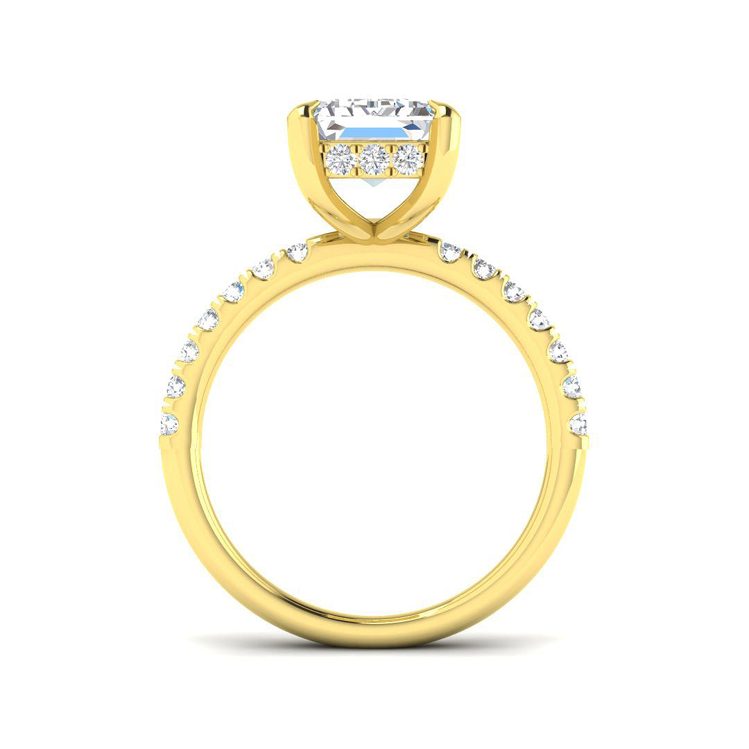 9ct Yellow Gold Emerald Cut Lab Grown Diamond Ring 2
