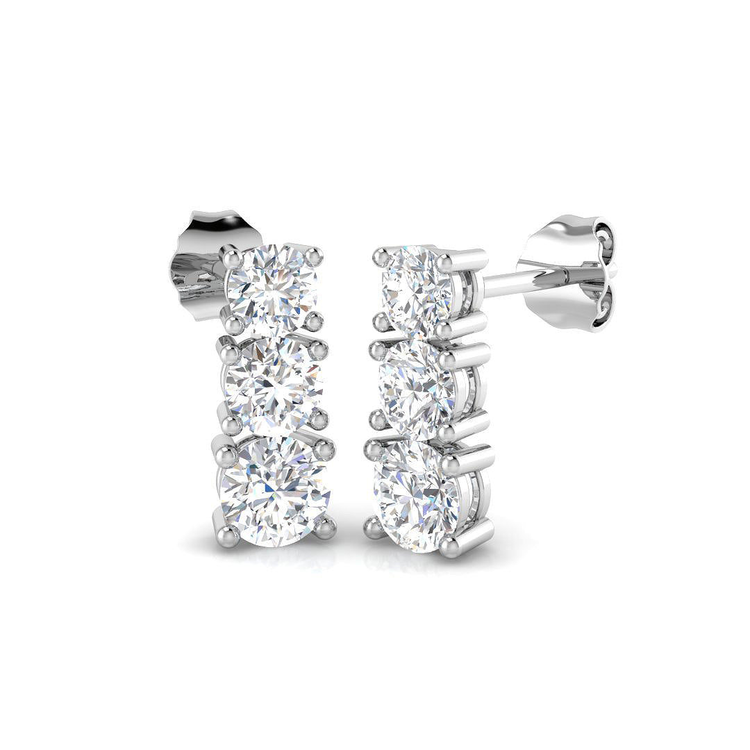 9ct White Gold Round Lab Grown Diamond Earrings 1