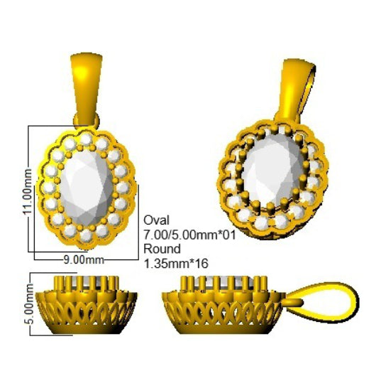 9ct Yellow Gold Oval Lab Grown Diamond Pendant 2