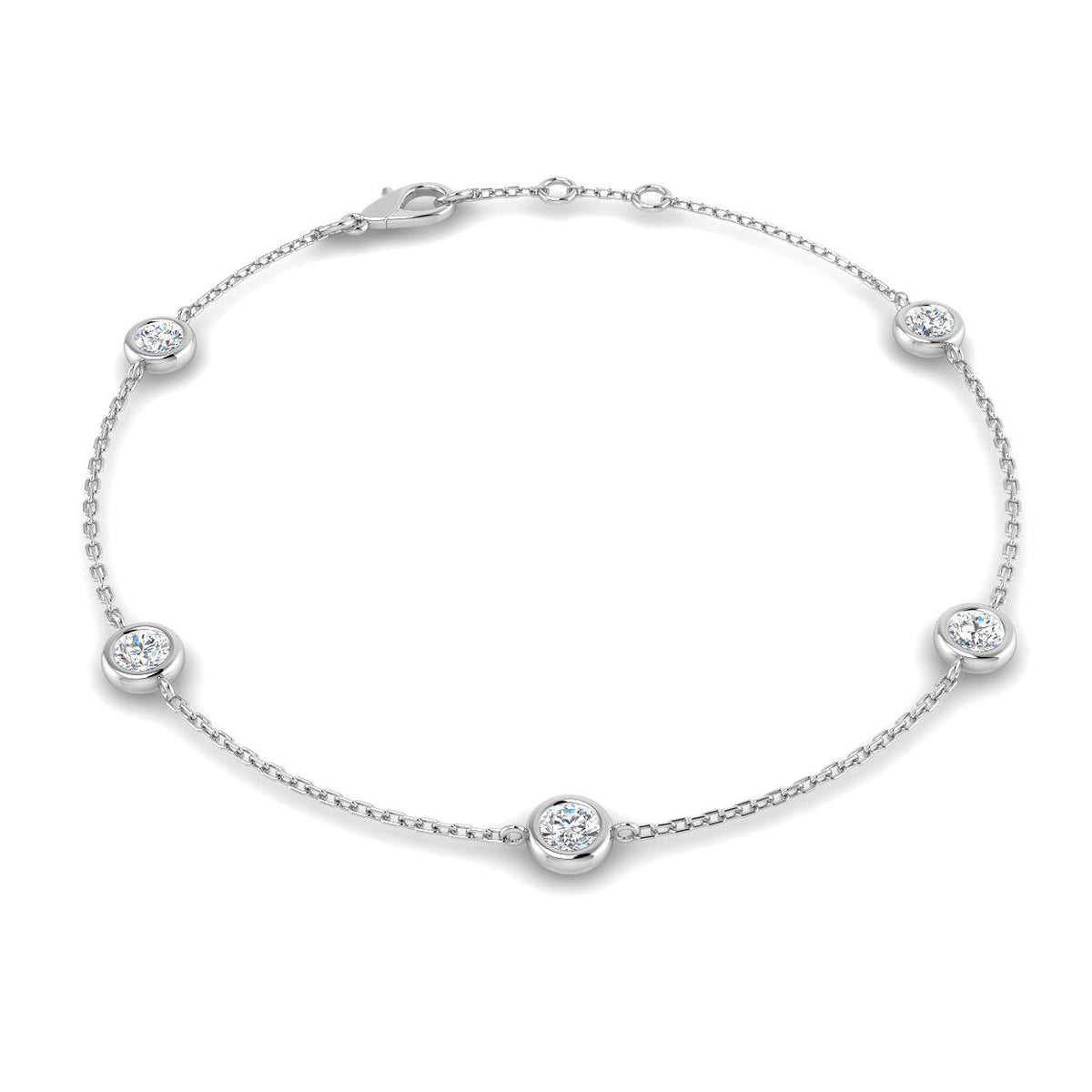 9ct White Gold Round Lab Grown Diamond Bracelet 1