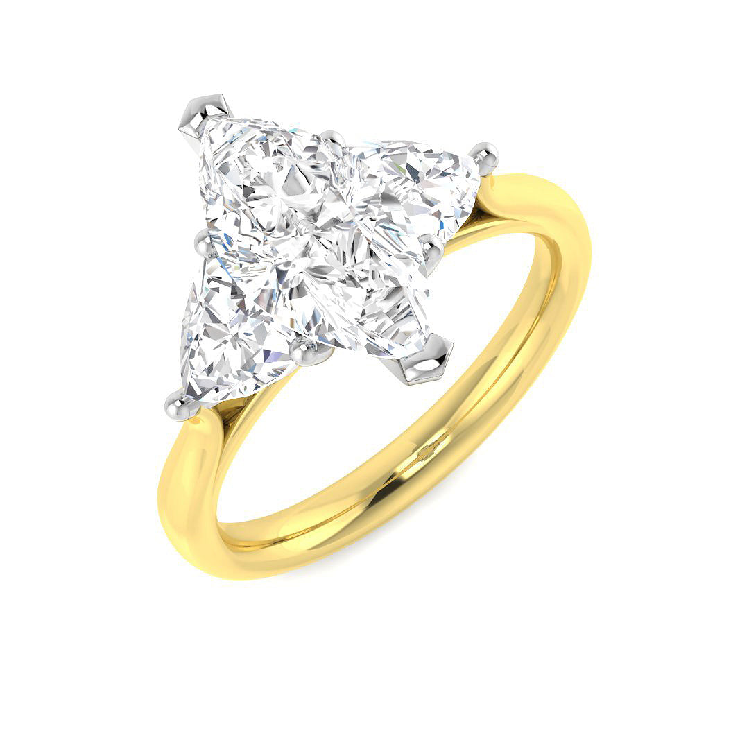 9ct Two Tone Marquise and Trillion Lab Grown Diamond Ring 1