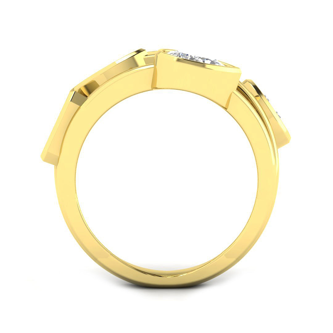 9ct Yellow Gold Emerald Cut and Marquise and Oval and Pear Lab Grown Diamond Ring 2
