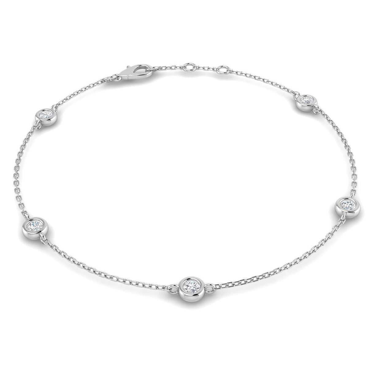 9ct White Gold Round Lab Grown Diamond Bracelet 1