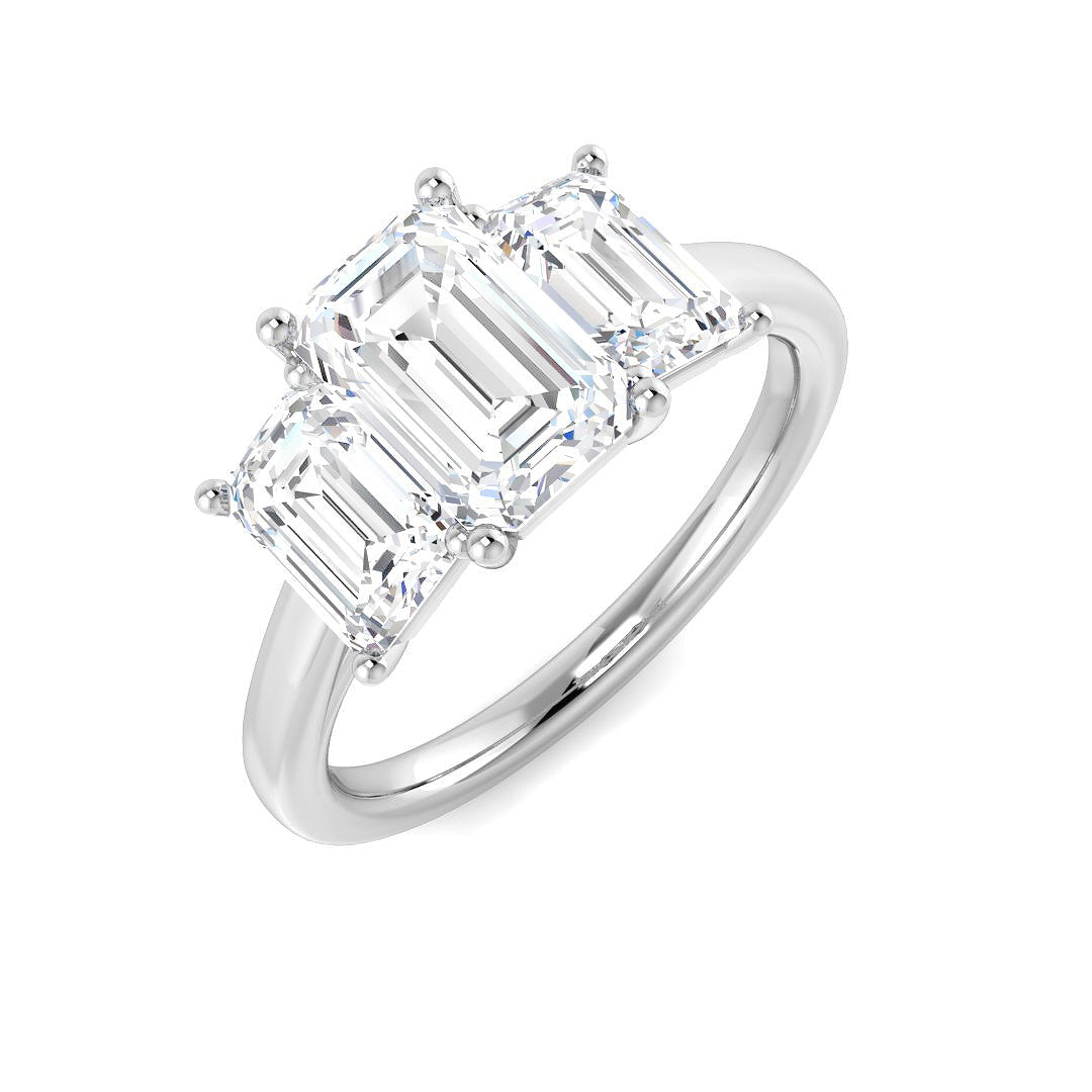 Platinum Emerald Cut Lab Grown Diamond Ring 1