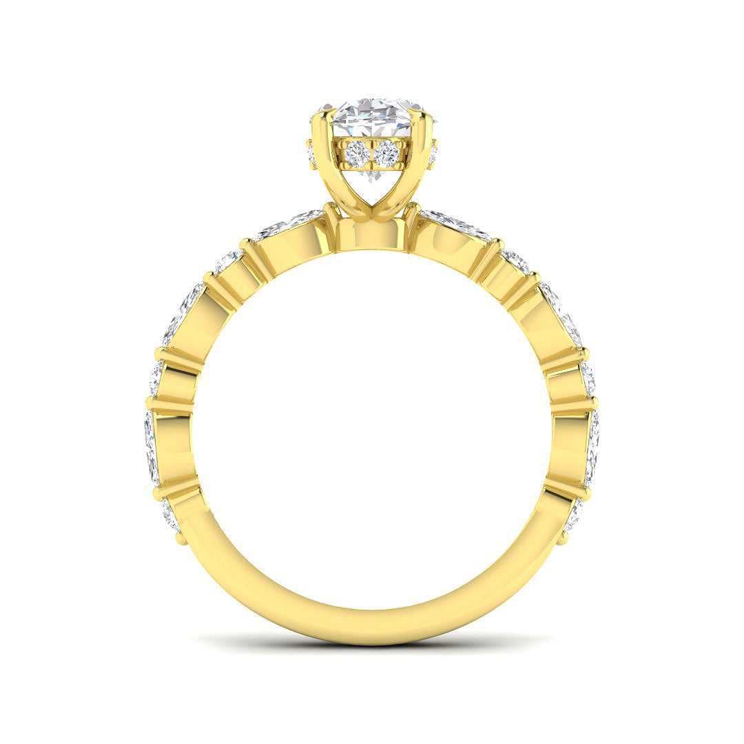 9ct Yellow Gold Marquise and Oval Lab Grown Diamond Ring 2