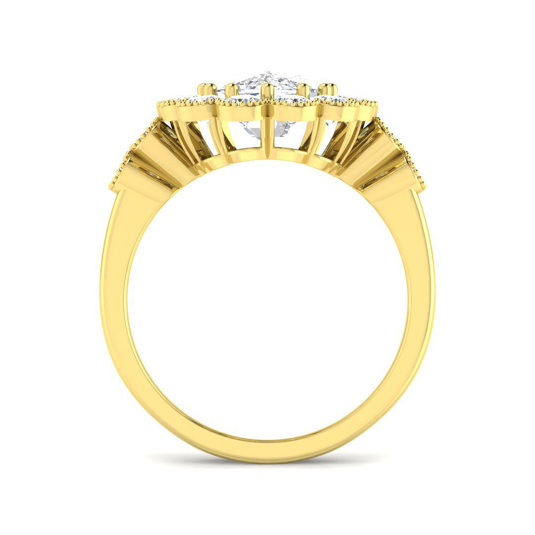9ct Yellow Gold Cushion Cvd Old Cut Ring 2