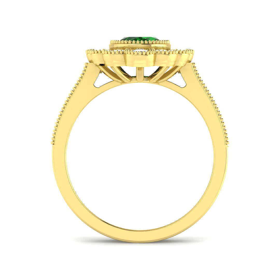 9ct Yellow Gold Oval Emerald and Diamond Ring 2
