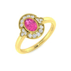 9ct Yellow Gold Oval Pink Sapphire and Diamond Ring 1