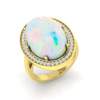9ct Yellow Gold Oval Opal and Diamond Ring 1