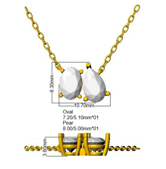9ct White Gold Oval and Pear Lab Grown Diamond Necklace 2