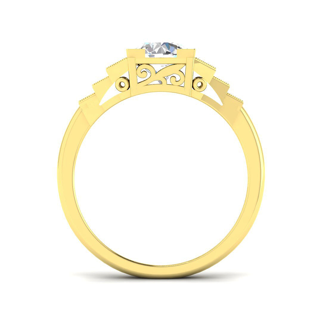9ct Yellow Gold Round Lab Grown Diamond Ring 2