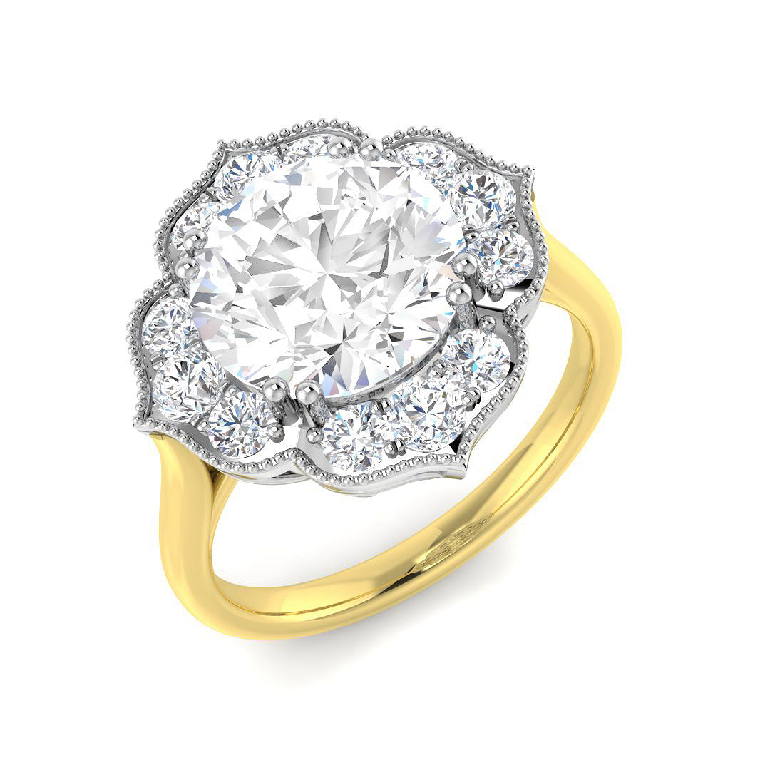 9ct Two Tone Round Cvd Old Cut Ring 1