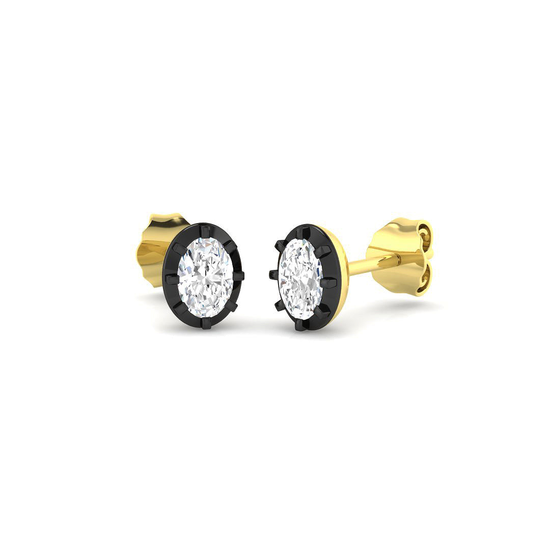 9ct Yellow Gold Oval Lab Grown Diamond Earrings 1