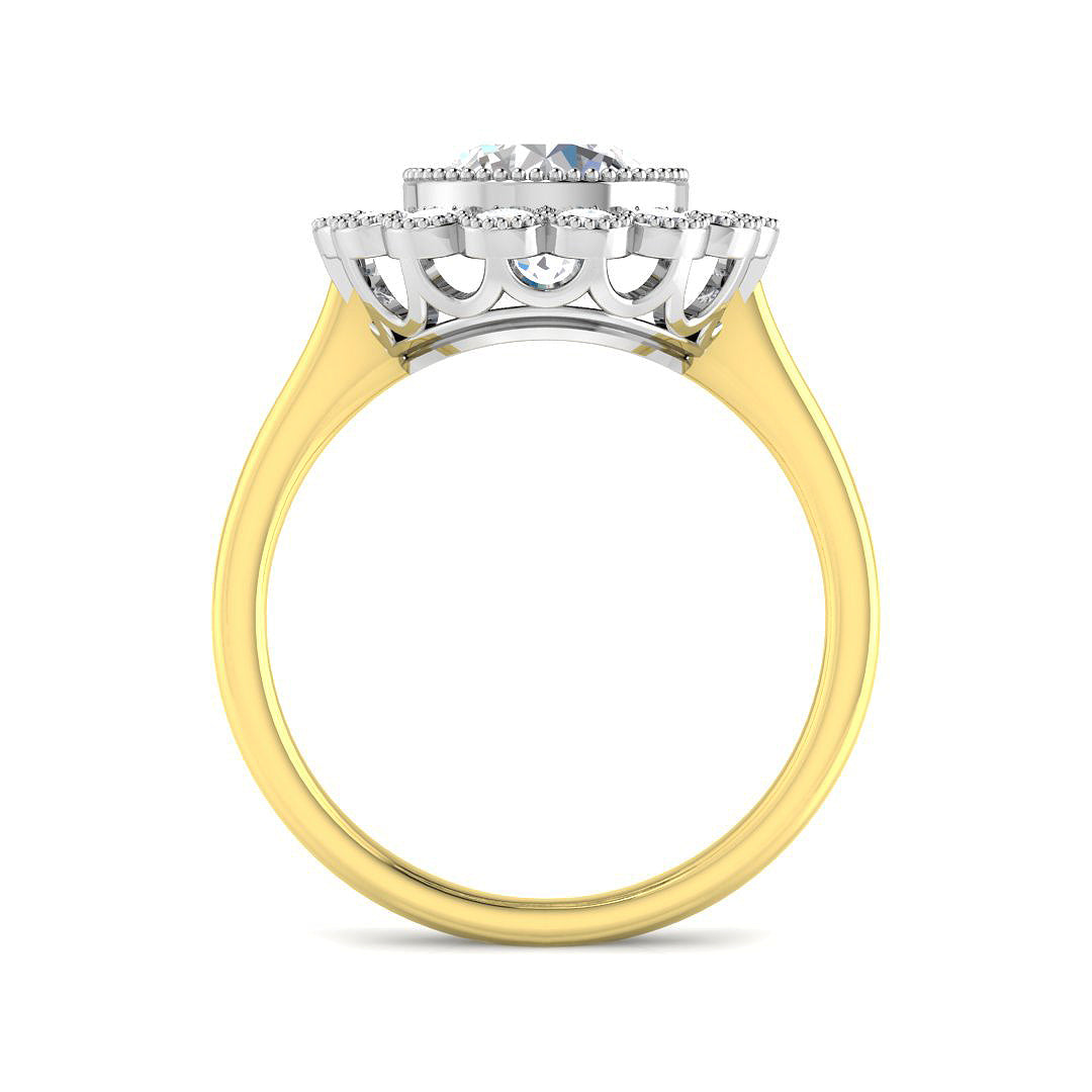 9ct Two Tone Round Cvd Old Cut Ring 2