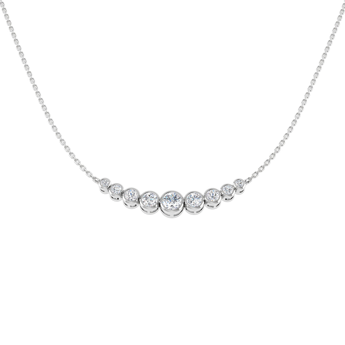 9ct White Gold Round Lab Grown Diamond Necklace 1