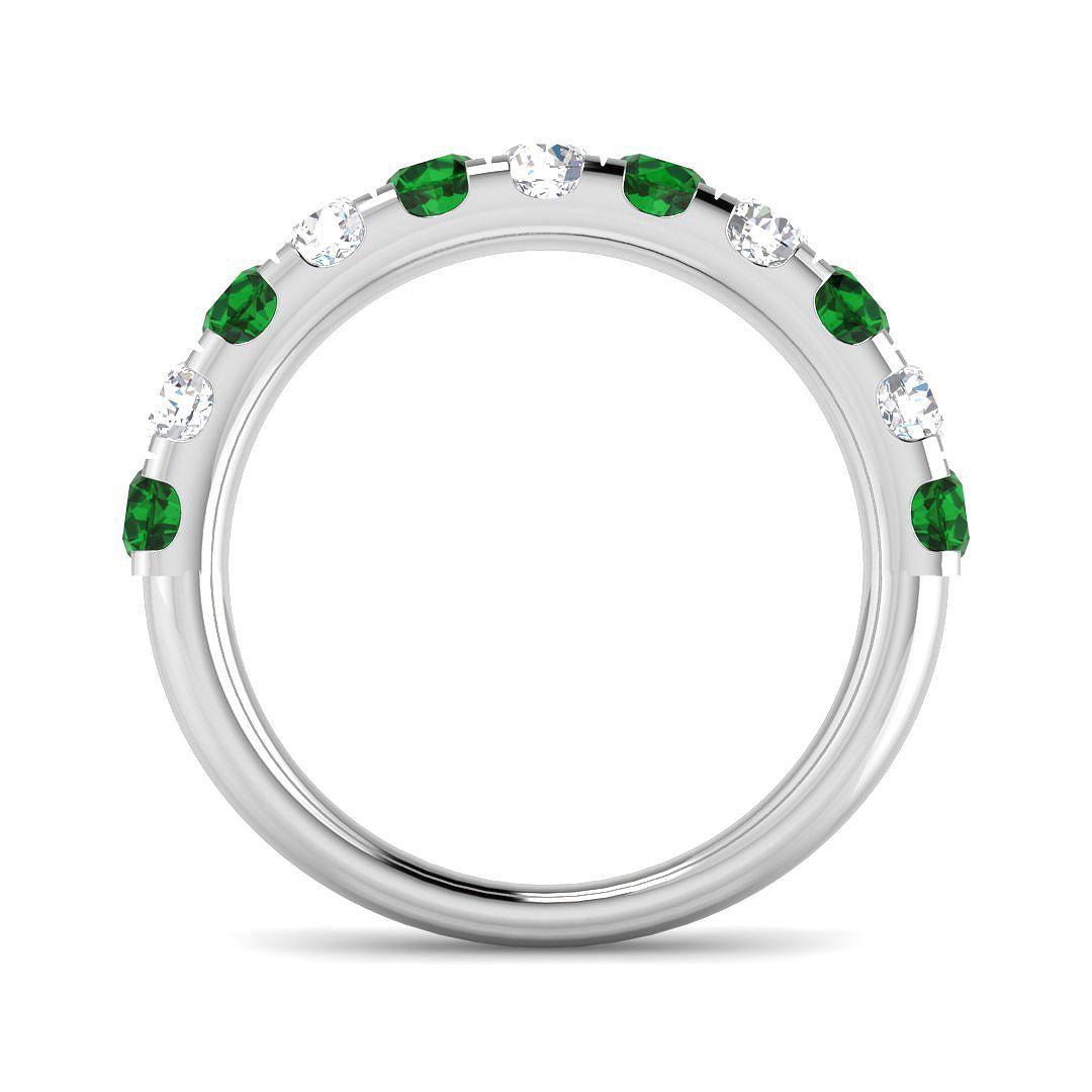 9ct White Gold Round Emerald and Diamond Ring 2
