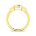 9ct Yellow Gold Baguette and Oval Pink Sapphire and Diamond Ring 2