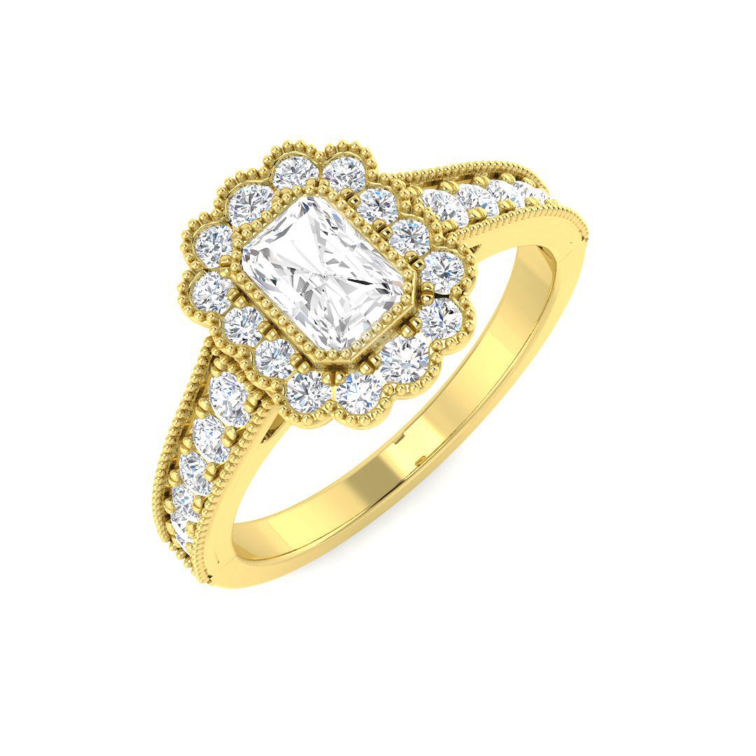 9ct Yellow Gold Radiant Diamond Ring 1
