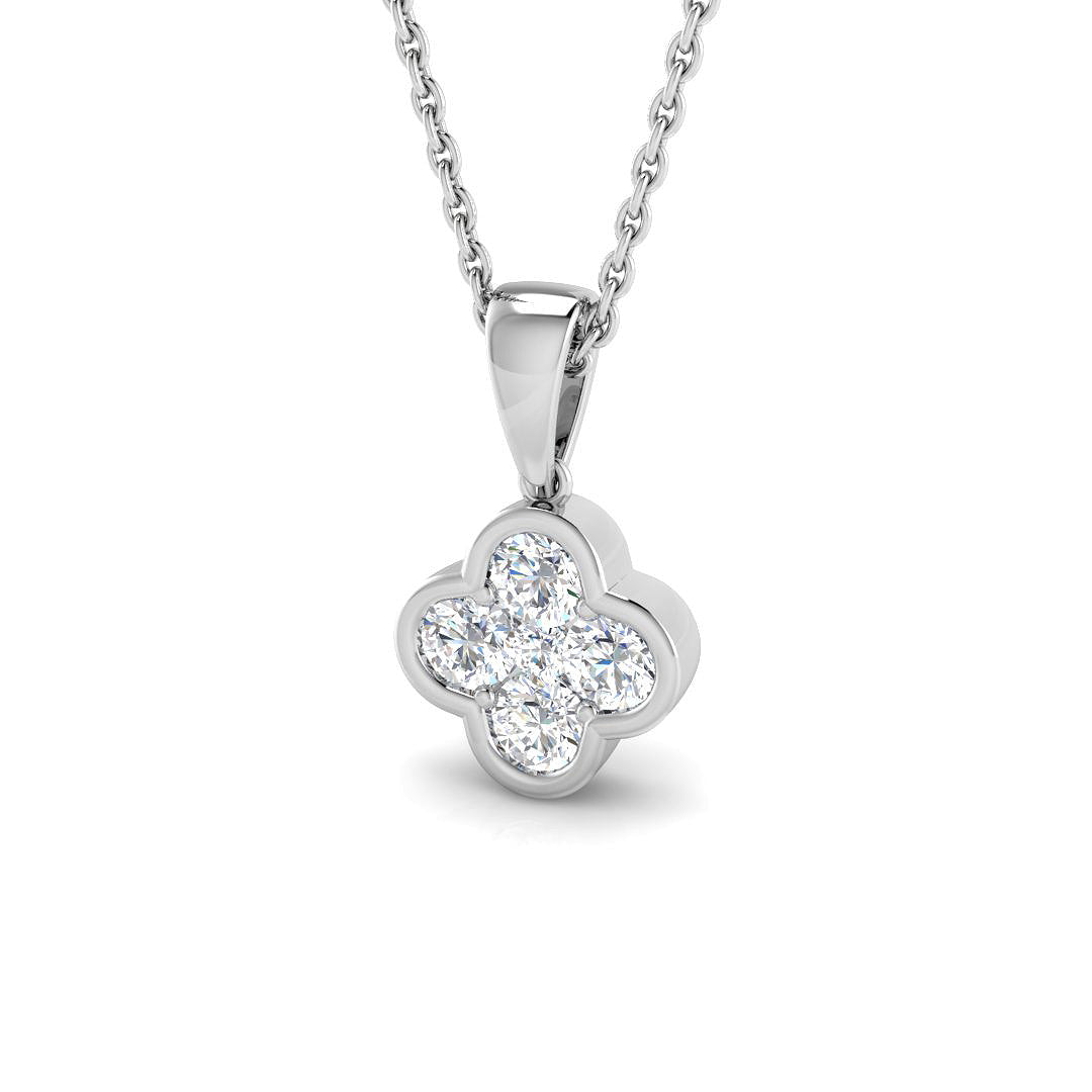 9ct White Gold Round Lab Grown Diamond Pendant 1