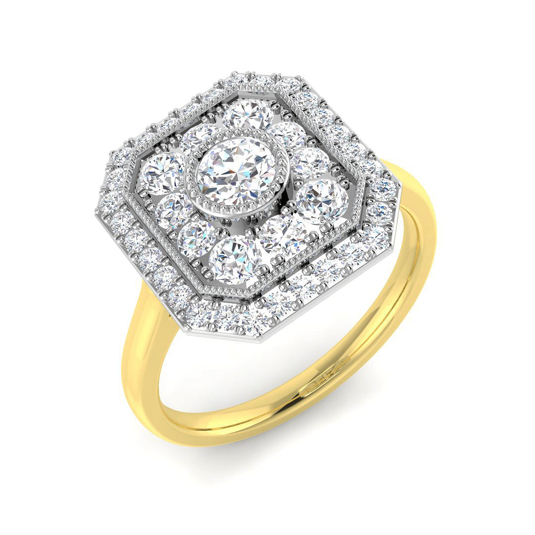 9ct Yellow Gold Round Lab Grown Diamond Ring 1