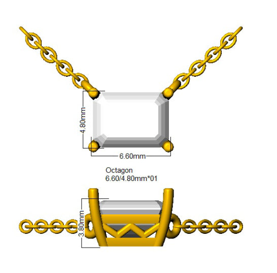 9ct White Gold Emerald Cut Lab Grown Diamond Necklace 2