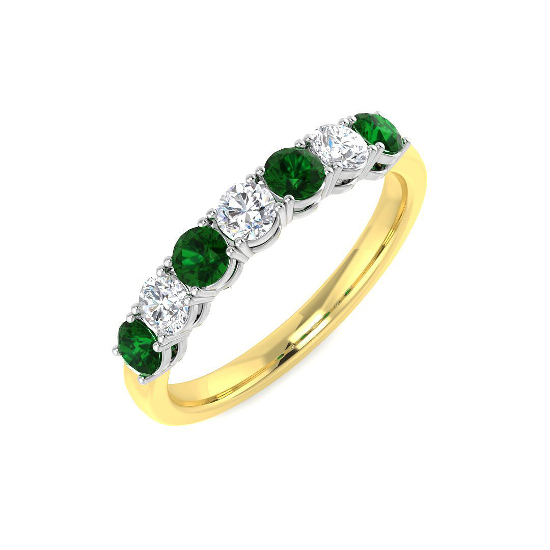 18ct Two Tone Round Emerald and Diamond Ring 1